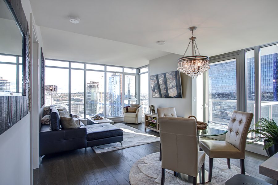 Specialized Business Insurance - Light Filled Family Room in a Modern Condo with Panoramic View of a Washington State City